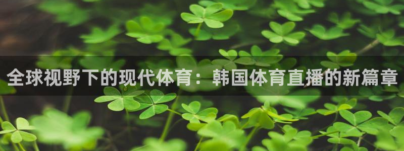 全球视野下的现代体育：韩国体育直播的新篇章